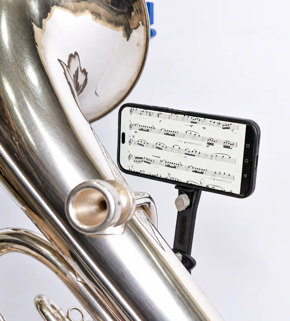 Soporte de celular para eufonio frontal